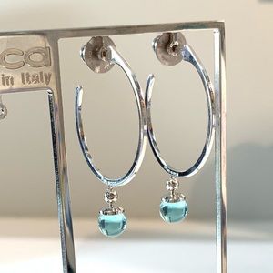 Italian Designer- Rebecca. Blue Drop Hoop Earrings